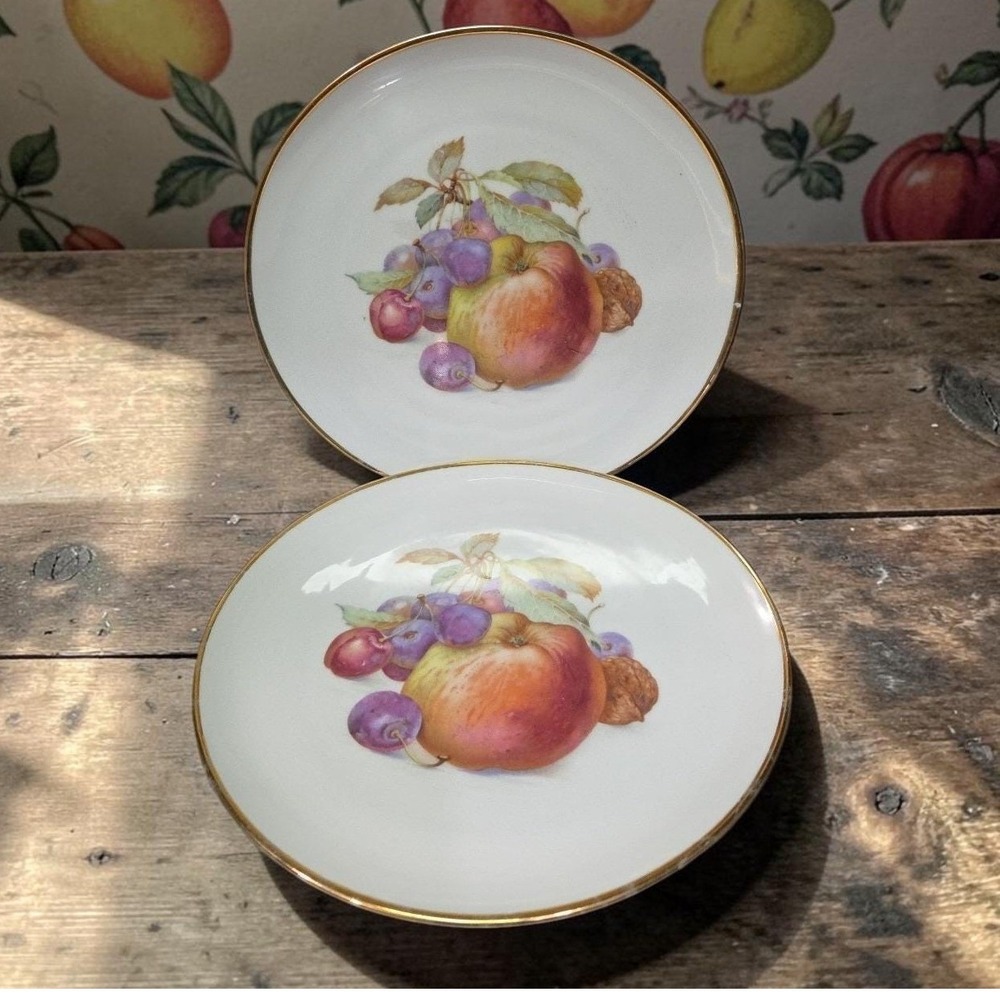 Schumann Arzberg‎ Fruit Design Luncheon Plates, Set Of 2, Bavaria Germany China